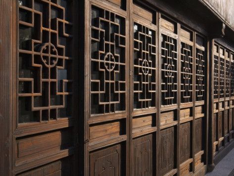 Asian Doors, Screen Headboard, Asian Screen, Chinese Window, Light Wood Bed, Chinese Buildings, Chinese Style Interior, Chinese Door, Old Screen Doors