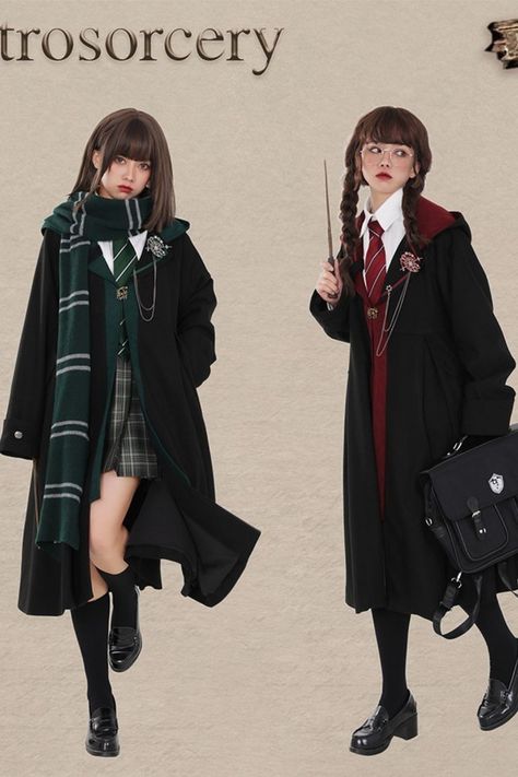 Slytherin Outfit Ideas, Harry Potter Uniform, Harry Potter Robes, Slytherin Outfit, Slytherin Fashion, Hogwarts Uniform, Outfit Ideas For School, Boyish Style, Harry Potter Cosplay