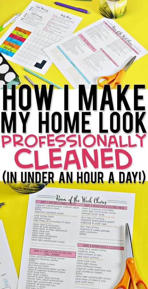 This set of free cleaning schedule printables is the easiest way to keep your home clean in an hour a day! Realistic list tasks are broken down by house zone for an organized daily & weekly routine. Cleaning Schedule For Working Women, Free Printable Cleaning Schedule, Deep Cleaning Hacks, Clean House Schedule, Cleaning Schedules, Weekly Cleaning Schedule, Clean And Organize, Organizing And Cleaning, Organization And Cleaning