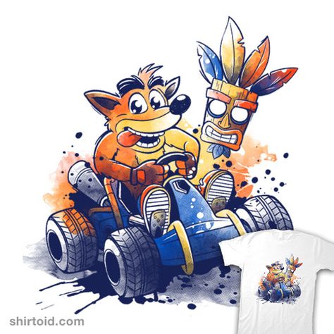 Team Racing Watercolor | Shirtoid #akuaku #crashbandicoot #crashnitrokart #crashteamracing #gaming #nemimakeit #noemifadda #videogame #watercolor Valentina Rupaul Drag Race, Crash Bandicoot Tattoo, Racing Wallpaper, Crash Bandicoot Characters, Video Game Tattoos, Crash Team Racing, Spyro The Dragon, Racing Club, Gaming Tattoo