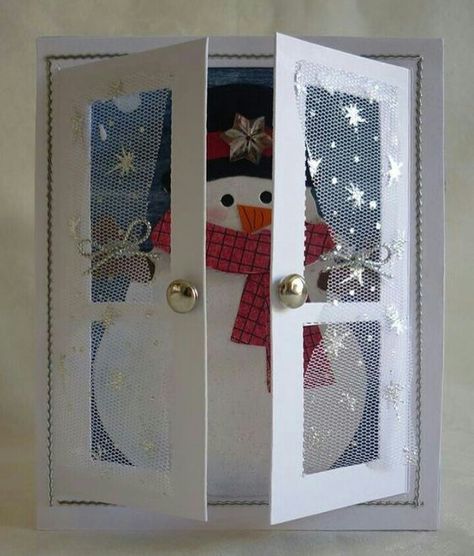 Snowman Cards, Window Cards, Homemade Christmas Cards, Christmas Card Crafts, Diy Christmas Cards, Fancy Fold Cards, Christmas Cards To Make, Winter Cards, Christmas Cards Handmade