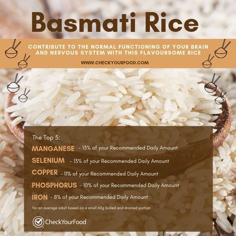 #BasmatiRice  #foodgasm #healthyfood #healthyeating #wellness #eat #nutrition #vegan Rice Benefits, Food Health Benefits, Personalized Nutrition, Nuts And Seeds, Muscle Recovery, Basmati Rice, Menu Planning, Pizza Pasta, Nutrition Information