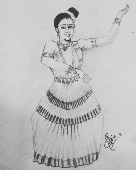 This pencil drawing depicts an Indigenous artform from kerala , southern part of India known as "Mohiniyattom" . Kerala Saree Blouse Designs Traditional, Onam Drawing, Kerala Drawing, Kerala Saree Blouse, Button Hole Stitch, Kerala Saree Blouse Designs, Dance Of India, Art Classroom Decor, Dancing Drawings