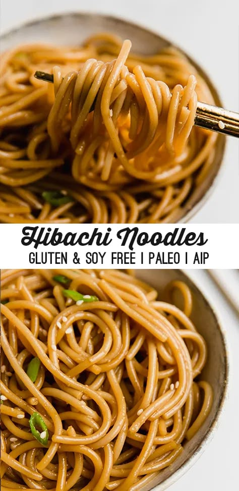 Gluten Free Hibachi Noodles, Gluten Free Dairy Free Asian Recipes, Easy Gluten Free Meals Quick, Homemade Hibachi, Hibachi Noodles, Aip Dinners, Aip Vegan, Aip Dinner, Gluten Free Chinese