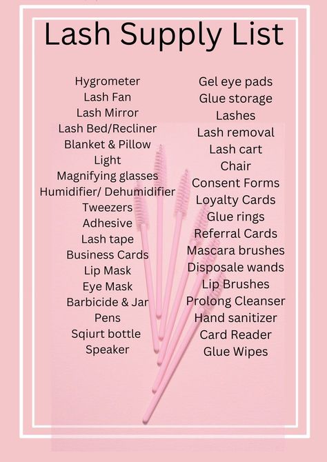 Lash Extension Materials, Lash Studio Must Haves, Lash Tech Mapping, Lash Tech Course, Lash Room Decoration Ideas, Lash Must Haves, Lashes Buisness Ideas, Lash Business Checklist, Lash Manual Ideas