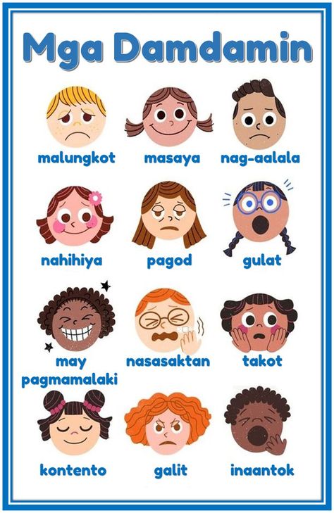 Learn emotions in tagalog with this chart! Remedial Reading, Filipino Words, Emotions Preschool, Elementary Worksheets, Turkish Lessons, Pastel Iphone Wallpaper, Learning English For Kids, Different Emotions, Photo Collage Template