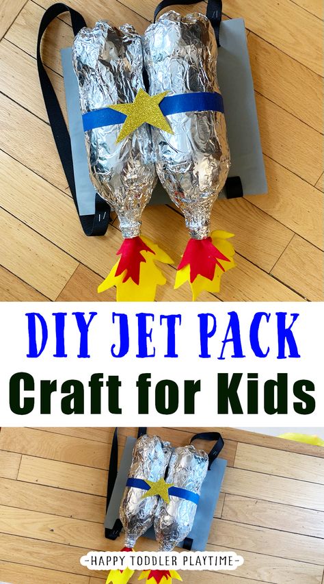 Recycled Rocket Ship Craft, Rocket Backpack Diy Jet Packs, Kids Rocket Craft, Jet Packs For Kids, Rocket Ship Trunk Or Treat, Diy Jet Pack For Kids, Astronaut Jet Pack Diy, Diy Outer Space Costume, Diy Astronaut Helmet Easy