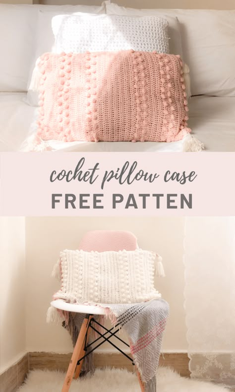 Crochet Pillow Case Pattern, Corak Krusye, Crochet Pillow Case, Pillow Case Pattern, Pillows Crochet, Crochet Home Decor Ideas, Crochet Pillow Patterns Free, Crochet Pillow Cases, Crochet Cushion Pattern