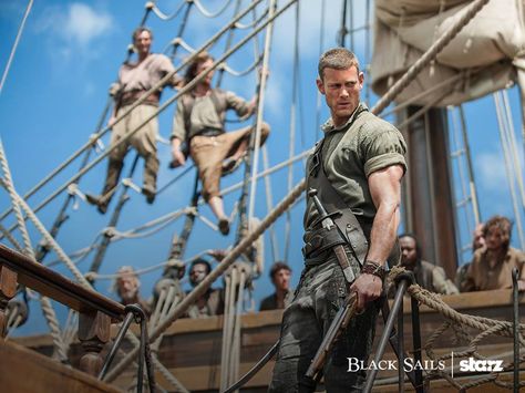 Billy may never trust Flint, but he knows the Walrus crew needs him. Black Sails Starz, Billy Bones, Tom Hopper, Black Sails, Anatomy Poses, Pirate Life, Man Standing, Poses References, Character Poses