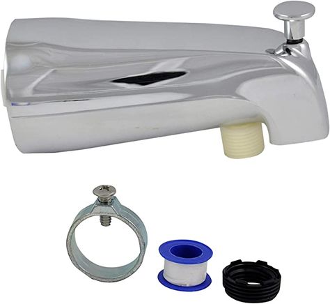 DANCO Diverter in Chrome 89266 Universal Tub Spout with Handheld Shower Fitting, Pack of 1 - Faucet Spouts And Kits - Amazon.com Bathtub Spouts, Bathtub Spout, Metal Tub, Shower Diverter, Shower Fittings, Knee Replacement, Tub Spout, Handheld Shower Head, Copper Pipe