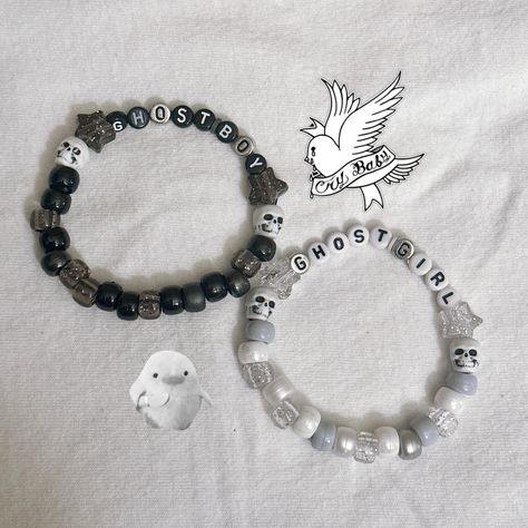 ghostboy and ghostgirl kandi bracelet set handmade by me! Boy Beaded Bracelets, Lil Peep Bracelet Ideas, Lil Peep Bracelet, Matching Kandi Bracelets, Peep Lyrics, Bracelets Preppy, Bracelets Kandi, Preppy Bracelets, Looking For Friends