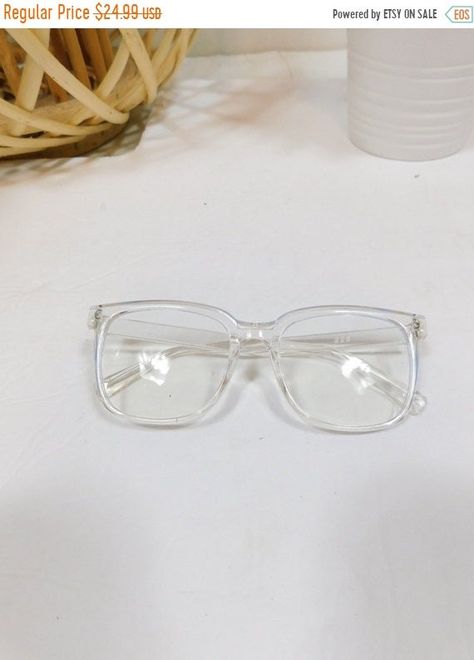 50% OFF SUMMER SALE Vintage Clear Big Square Shape Transparent Large Plastic Classic Standard Fashion Sunglasses Frame Lens Costume Glasses by WearingMeOutVtg on Etsy Big Glasses Frames, Costume Glasses, Classy Glasses, Fancy Glasses, Plastic Gift Wrap, Big Glasses, Square Glasses Frames, Sunglasses Frame, Eye Wear