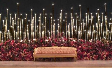 Reception Stage Decoration Ideas That Will Dominate 2020! | Stage Decorations Outdoor, Lights Backdrop Wedding, Wedding Backdrop With Lights, Reception Stage Decoration Backdrops, Wedding Stage Decoration Ideas, Stage Decoration Ideas, Engagement Stage Decoration, Reception Stage Decor, Photo Booth Backdrop Wedding