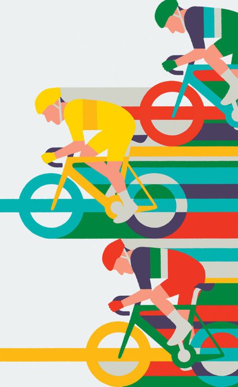 Transport for London - Tour De France II | Veerle's Blog 4.0 Adrian Johnson, Bicycle Illustration, Poster Graphic Design, Academic Drawing, Cycling Posters, Bike Illustration, Bike Poster, Sport Illustration, Bicycle Art