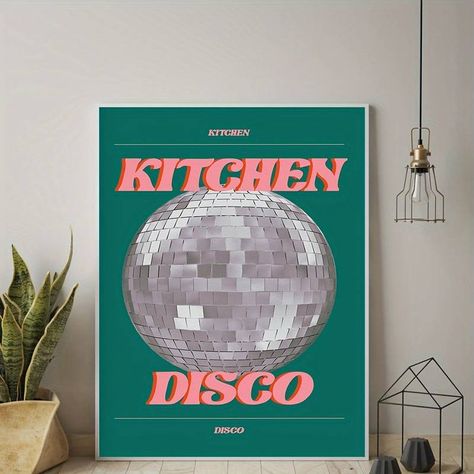 Kitchen Disco Alphabet Painting Poster Disco Light Globe Prints Painting Green Canvas Wall Art Living Room Bedroom Bathroom Club Bedroom Decor Creative Gifts Home Decor Pictures Wall Art Paintings Frameless Canvas Paintings - Temu Greece Disco Wall, Disco Poster, Kitchen Disco, Retro Disco Ball, Disco Ball Print, Disco Print, Eclectic Prints, Bar Living Room, Canvas Wall Art Living Room