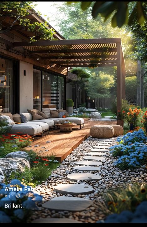 Patio In Front Of House, Paved Terrace, Garden Ideas Backyard, Cottage Backyard, Dream Patio, Patio Deck Designs, Jacuzzi Outdoor, Backyard Renovations, Front Patio