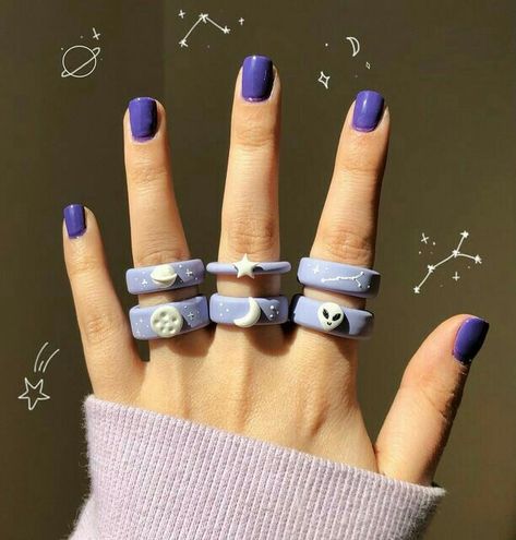 Cincin Clay Aesthetic, Clay Cincin, Clay Ring Ideas, Air Dry Clay Ring, Clay Rings Aesthetic, Polymer Clay Rings, Fimo Ring, Diy Clay Rings, Craft Work For Kids