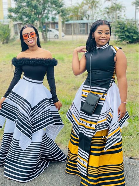 Xhosa Traditional Skirts, Xhosa Skirt, Lobola Dresses, Xhosa Attire For Ladies, Xhosa Traditional Dresses, Xhosa Culture, Chitenge Dresses, Zulu Traditional Attire, Xhosa Traditional Attire