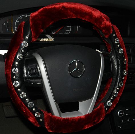 Red Car Decor, Red Interior Car, Red Goth, 2011 Honda Accord, Hippie Car, Car Steering Wheel Cover, White Car, Red Curtains, Car Interior Decor