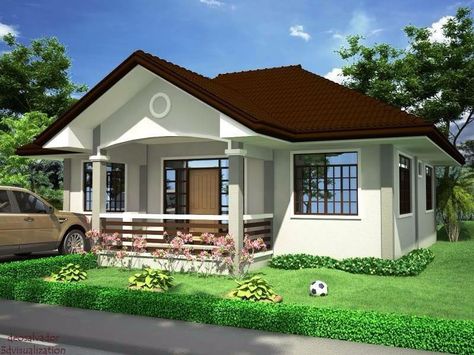 It is amazing to enjoy the essence of fresh air and cool ambiance. Get in touch and experience the simplicity of this graceful one story country house. Simple Bungalow House Designs, Design Interior Modern, Philippines House Design, Modern Bungalow House Design, Home Designs Exterior, Unique House Plans, Courtyard House Plans, Country House Design, A Small House