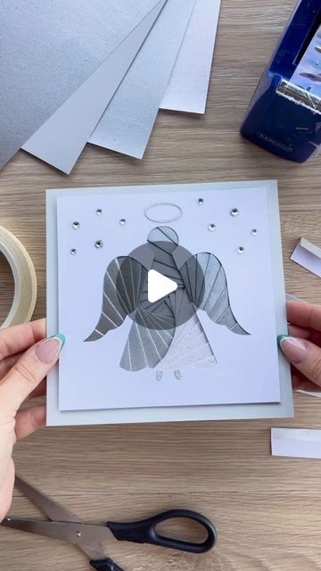 Bethan | Pretty In Paper By B™ on Instagram: "Christmas card making is officially here!😍🎄 Or if you’re anything like me, you’ve actually been Christmas crafting for months already!🙈😂 I just love this time of year as my Instagram feed is FULL of festive card making inspiration, and I get save so many ideas for new Christmas card designs! 🥰❄️ So, if you’re also looking for some more Christmas craft ideas, here’s a simple angel card design you can make with just 6 craft supplies!😍 And I bet you have most of them at home already!🙊 You will need: - Card - Paper (80-120gsm) - Scissors - Sticky tape - Foam sticky pads - A little bit of blue tack Then all you need is your angel iris folding template which you can download from my website! 😄 Or alternatively, grab an angel aperture pack tha Iris Paper Folding Christmas Cards, Iris Fold Christmas Cards, Iris Paper Folding Templates Card Making, Christmas Iris Folding, Iris Folding Cards, Folding Template, Folded Christmas Cards, Iris Folding Templates, Iris Paper Folding