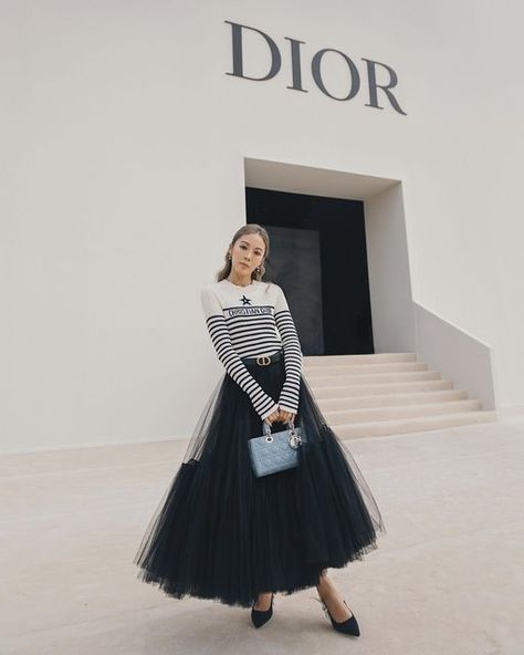 Jenny Suet In Tsang on Instagram: "with @dior today💙 for the debut of spring summer ‘23 collection #DiorSS23" Dior Tulle Skirt, Jenny Tsang, Yoyo Cao, Spring Summer 23, Street Style Inspiration, Tulle Skirt, Dior, Spring Summer, Style Inspiration