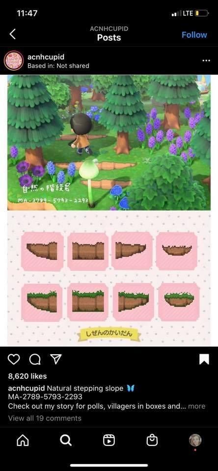 Found on instagram Acnh Guide Path, Goblincore Acnh Codes, Custom Design Paths Acnh, Pathway Codes Acnh, Pathway Codes Animal Crossing, Acnh Forestcore Clothing Codes, Pathcodes Acnh, Acnh Garden Design Code, Acnh Custom Design Ideas