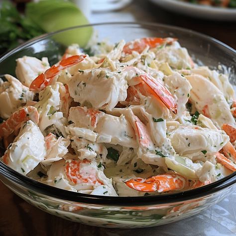 Crab Seafood Salad Cajun Crab Salad, Seafood Pasta Salad Crab And Shrimp, Seafood Salad Recipe With Crab, Imation Crab Salad Recipes, Crab Seafood Salad, Crab Salad Recipe Sushi, Crab Salad Sandwich, Seafood Pasta Salad, Seafood Salad Recipe