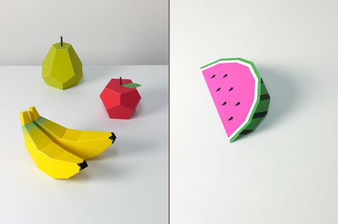 Play Fruit Templates Fruit Printables, Origami Box Easy, Origami Box Tutorial, White Pie, Paper Fruit, Kids Products, Origami Box, 3d Paper Crafts, Pencil Boxes