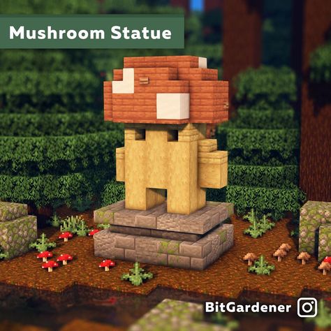 BitGardener on Instagram: “Hello again everyone! Here are some simple statues I made that you can pretty easily build in your survival worlds. The block palette of…” Cottagecore Mushroom Minecraft Builds, Fall Minecraft Builds, Minecraft Fall Builds, Minecraft Spawn Point Ideas, Minecraft Mini Builds, Minecraft Mushroom, Villa Minecraft, Mushroom Statue, Minecraft Statues