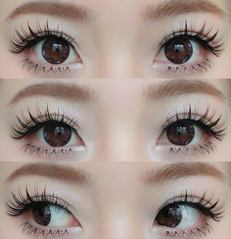 . Anime Make-up, Makeup Asia, Anime Lashes, Makeup Kawaii, Anime Eye Makeup, Circle Lens, Gyaru Makeup, Halloween Contact Lenses, Cat Eye Lash