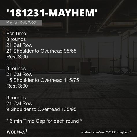 For Time; 3 rounds; 21 Cal Row; 21 Shoulder to Overhead 95/65; Rest 3:00; 3 rounds; 21 Cal Row; 15 Shoulder to Overhead 115/75; Rest 3:00; 3 rounds; 21 Cal Row; 9 Shoulder to Overhead 135/95; * 6 min Time Cap for each round * Rowing Workout Crossfit, Crossfit Workout Plan, Rowing Wod, Crossfit Lifts, Wods Crossfit, Crossfit Workouts Wod, Full Body Strength Workout, Crossfit Workouts At Home, Crossfit At Home