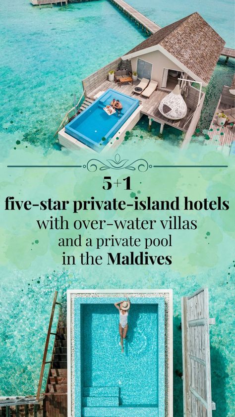 The Travelmyth team scoured the Maldives and gathered 6 five-star private Maldives hotels with over-water villas and a private pool to rediscover yourself and recharge your batteries for the year ahead ✈🏖! #beautifulplaces #privateisland #privatepool #besthotels #overwatervilla #overwaterbungalow #hotelwithpool #hotelgoals #maldives #maldivesresorts #visitmaldives #sealovers #underwater #tropical #sealife #5starhotel #fivestarhotel Maldives Water Villa, Maldives Hotels, 15 Anniversary, Rediscover Yourself, Maldives Hotel, Sound Of Waves, Visit Maldives, Water Villa, The Sound Of Waves