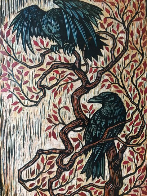 Two Crows original carved wood painting (detail) by Neil Stavely 2023 Crow Mural, Black Bird Art, Bird Abstract Art, Two Crows, Crows Art, Crow Paintings, Crow Artwork, Cute Crow Drawing, Raven Painting