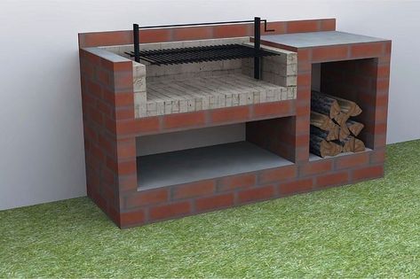 Brick Built Bbq, Outdoor Cooking Fireplace, Outdoor Grill Diy, Backyard Grill Ideas, Brick Bbq, Outdoor Barbeque, Bbq Grill Design, Outdoor Kitchen Plans, Outdoor Bbq Kitchen