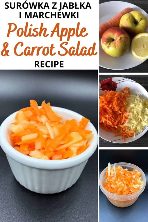 Polish Carrot And Apple Salad Recipe That Makes A Perfect Side Dish Polish Carrot Salad, European Side Dishes, Polish Side Dishes, Polish Salads, Apple Carrot Salad, Carrot And Apple Salad, Polish Sides, Picnic Salads, Apple Salad Recipe