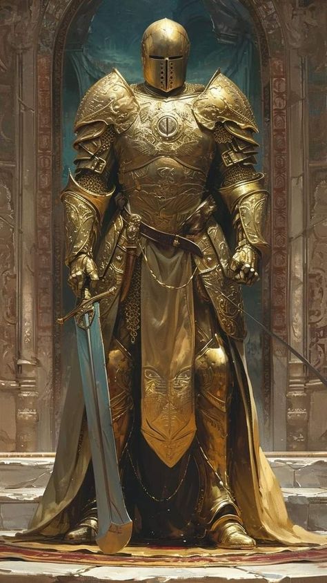 Witcher Wallpaper, Warrior Concept Art, Golden Lions, Knight Art, Knight Armor, Medieval Knight, Fantasy Armor, Robot Concept Art, Exploring The World