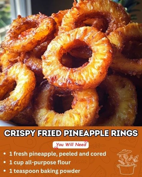 The Savory Secrets Society | Crispy Fried Pineapple Rings | Facebook Fried Pineapple Rings, Fried Pineapple, Fried Snacks, Baked Pineapple, Pineapple Rings, Secret Society, Purpose Flour, Pineapple, The Secret