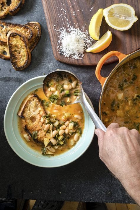 America’s Test Kitchen Acquacotta (Ep 2109) | WSKGWSKG White Bean And Escarole Soup, White Bean And Escarole, Bean And Escarole Soup, Escarole Soup, American Test Kitchen, Tuscan White Bean, Vegetable Soups, America's Test Kitchen Recipes, America's Test Kitchen