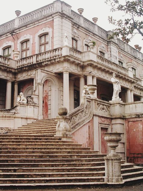 Sintra Portugal, Royal Residence, Pink Houses, Portugal Travel, Spain And Portugal, Lisbon Portugal, Beautiful Architecture, Beautiful Buildings, Algarve