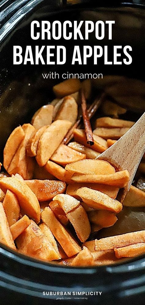 Crockpot Apples, Crockpot Baked Apples, Cinnamon Recipe, Baked Apple Dessert, Baked Apple Recipes, Slow Cooker Baking, Dessert Healthy, Slow Cooker Apples, Cinnamon Recipes