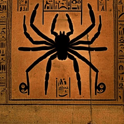 Spider Goddess Art, Spirit Animal Spider, Spider Symbolism, Egyptian Folklore, Egyptian Folklore Art, Egypt Style, Spider Drawing, Spider Tattoo, Animal Symbolism