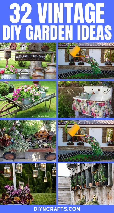 You will fall in love with each of these incredible vintage garden decor ideas! So many fun ways to use great antique finds in your garden! Turn your garden into a beautiful oasis using these amazing vintage and rustic garden decorations. #Garden #Gardening #GardenDecor #GardenIdeas #Vintage #VintageGarden #Landscape Reuse Garden Ideas, Vintage Garden Decor Rustic, Old Window Garden Ideas, Upcycled Garden Decor, Garden Inspiration Rustic, Junk Garden Ideas Repurposed, Rustic Yard Ideas, Rustic Backyard Landscaping, Diy Yard Art From Junk