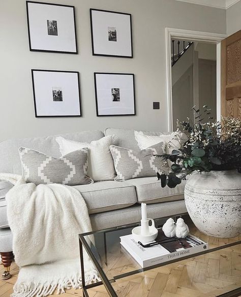 Ammonite Living Room, Ammonite Paint, Log Burner Living Room, Flowers Coffee, Lounge Ideas, Farrow And Ball, Log Burner, Preserved Flowers, Elegant Living Room