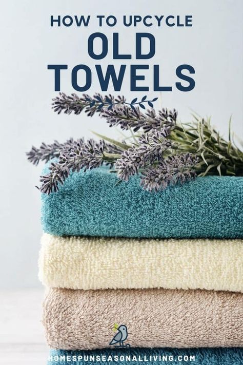 Never waste an old towel again with these easy project ideas. Reuse bath and tea towels for functional projects around the home and gifts too. Get the curated list and instructions on our blog. #upcycle #recycle #diyprojects Old Towels Diy Reuse Projects, Upcycle Towels Projects, Recycled Towels, Recycled Blankets, Repurposed Projects, Washing Towels, Diy Towels, Recycling Ideas, Garden Hacks