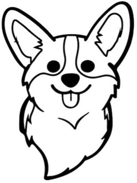 Black and White Corgi SVG. Can be used with cricut, as an outline, sticker, etc. Black And White Simple Drawings, Corgi Outline, Black And White Corgi, Corgi Doodle, Doodle Dog Art, Corgi Svg, Goldendoodle Art, Black And White Svg, Corgi Face