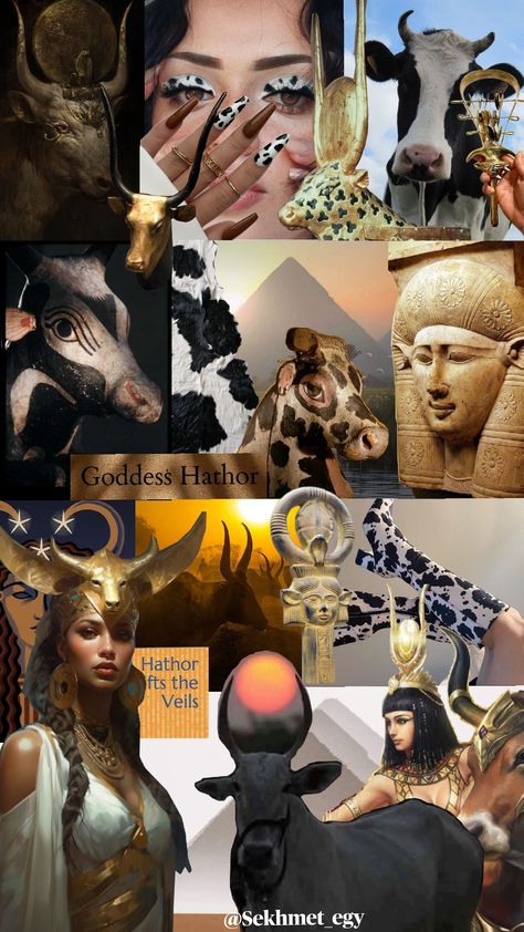 Egypt Mythology, Goddess Hathor, Egypt, Cow, Collage