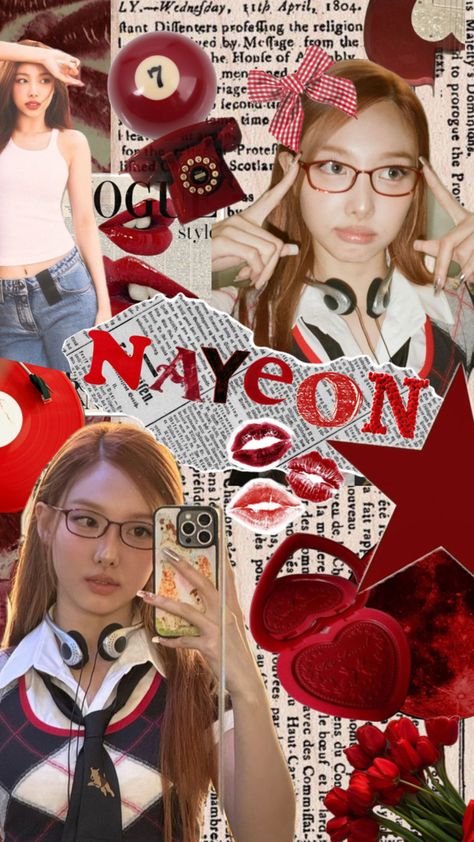 nayeon collage Pop Posters, Nayeon Twice, Kpop Wallpaper, Cute Wallpapers, Girl Group, Collage