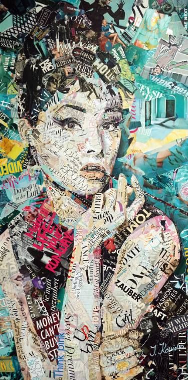 Saatchi Art Artist Ines Kouidis; Collage, “Darling” #art Derek Gores, Green Portrait, Collage Portrait, Collage Art Projects, Paper Collage Art, Magazine Collage, Hollywood Movie, Collage Art Mixed Media, Collage Artwork