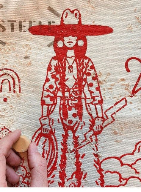 Cowgirl Tattoos, Gesso On Canvas, Western Tattoos, Western Artwork, Wilde Westen, Cowboy Art, Mascot Logo, American Traditional Tattoo, Red Ink